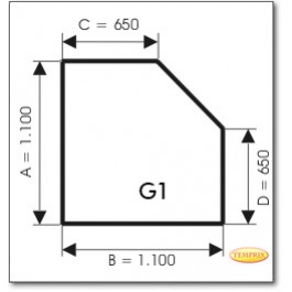 Kaminbodenplatte aus Braunglas, Form: G1