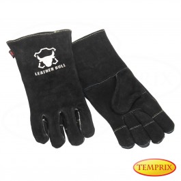 Leatherbull, Kaminhandschuhe aus Leder, Farbe: Schwarz, Große S