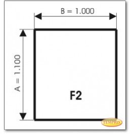 Kaminbodenplatte aus Grauglas, Form: F2