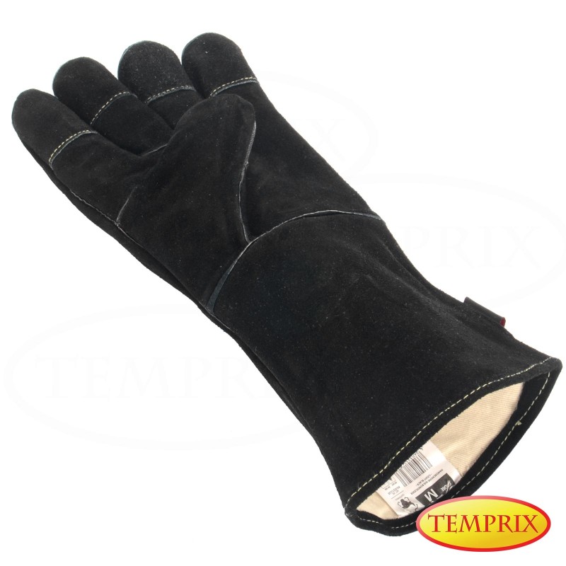 Leatherbull, Kaminhandschuhe aus Leder, Farbe: Schwarz, Groe S