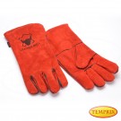 Leatherbull, Hochwertige Kaminhandschuhe aus Leder, Farbe: Rot, Große M